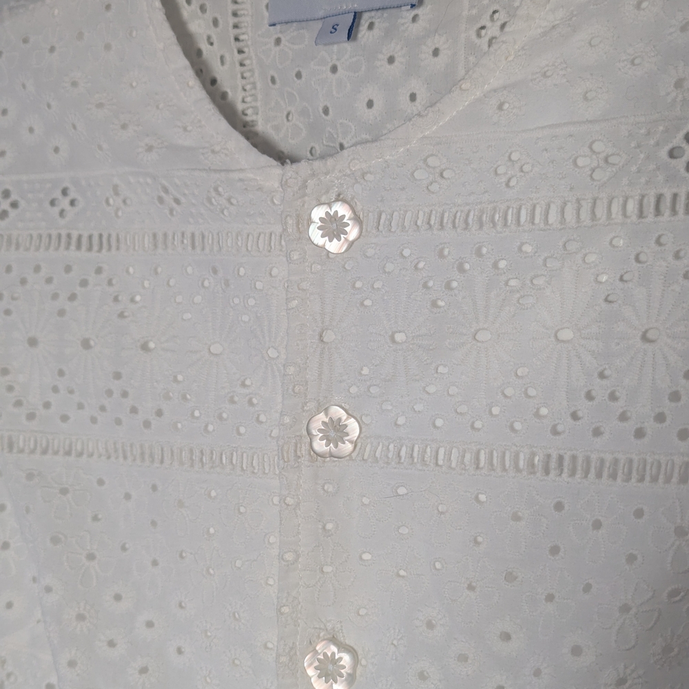 Cartolina Nantucket Ophelia White Eyelet Lace Dress Size Small - Picture 10 of 13